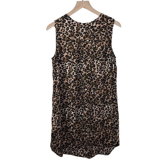 Beach Lunch Lounge Womens Leopard Print Sleeveless Cover Up Dress Size Medium - Picture 2 of 4